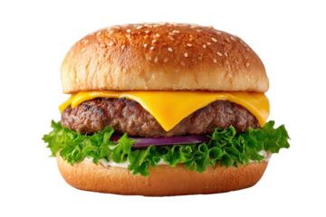 Close-up of a delicious cheeseburger.