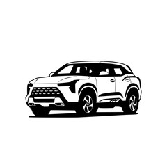 black and white vehicle suv car vector illustration