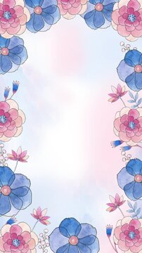 Purple Floral animation, Portrait, vertical flower card background