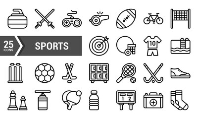25 Line Icons for Sports & Activities Design Elements