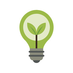 Green lightbulb with sprouting plant representing eco-friendly ideas and concepts