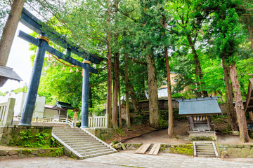 初夏の諏訪大社 上社 本宮　長野県諏訪市　Suwa Taisha Shrine in early summer. Kamisha. Main shrine. Nagano Pref, Suwa City.