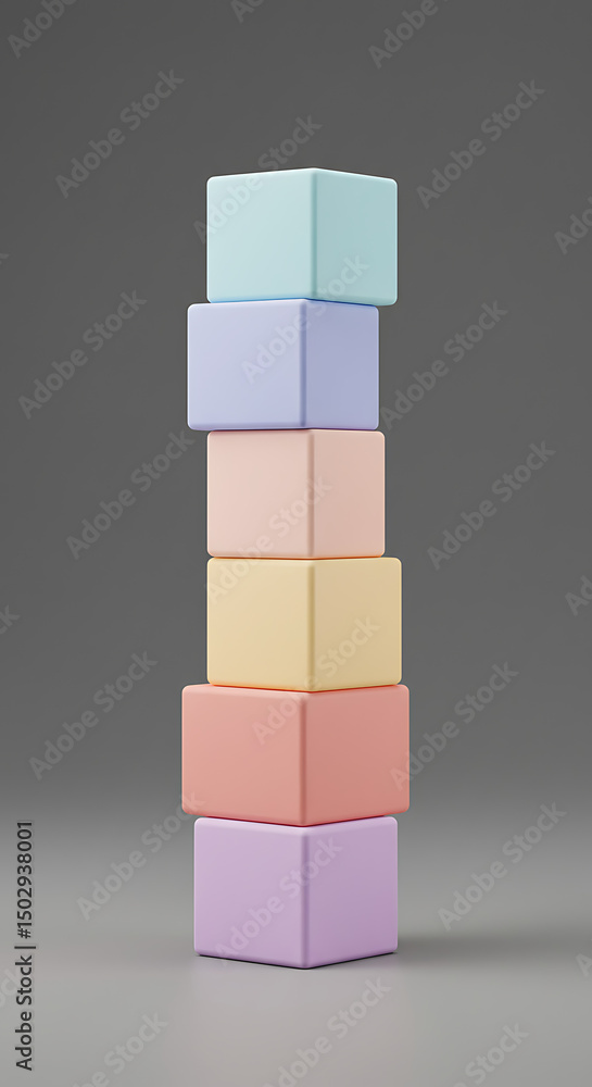 Aufkleber stack of pastel colored cubes abstract geometric shapes minimalist design product display