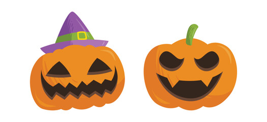 Vector Flat halloween pumpkins collection