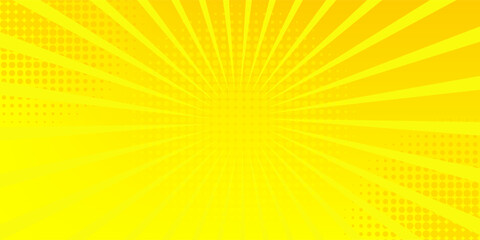 Yellow comic background with sun burst and dot halftone