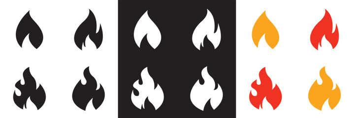 Fire flat icons. Flame of various shapes, bonfire vector icon. Vector for websites, mobile interfaces, presentations, banner, visual branding etc. Vector illustration. EPS 10
