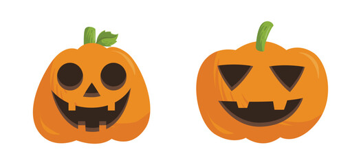 Vector Flat halloween pumpkins collection