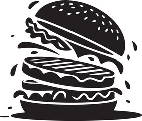 Exploded View of a Delicious Juicy Burger