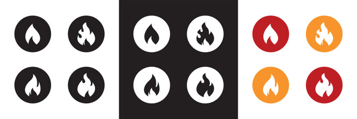 Fire flat icons. Flame of various shapes, bonfire vector icon. Vector for websites, mobile interfaces, presentations, banner, visual branding etc. Vector illustration. EPS 10