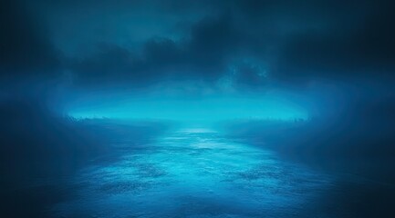 Fototapeta premium Misty blue path through a dark landscape