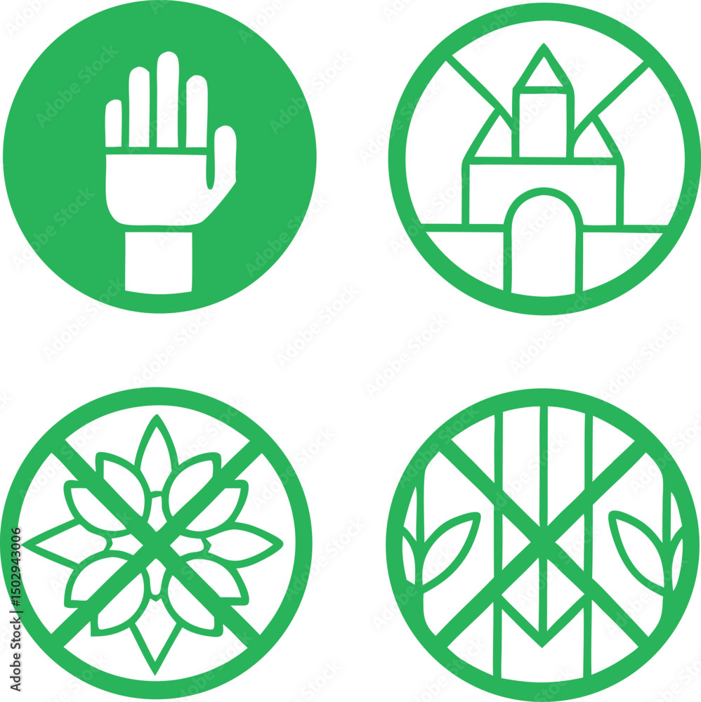 Aufkleber abstract green icon set for diverse concepts with transparent background