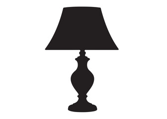 Obraz premium Silhouette of a table lamp logo vector illustration, table lamp logo icon silhouette, table lamp logo, vintage room lamp silhouette illustration, table lamp vector silhouette on white background