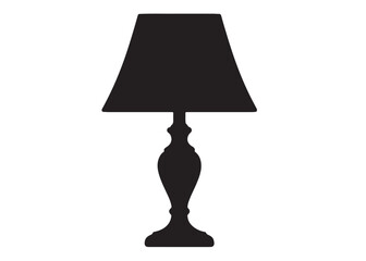 Obraz premium Silhouette of a table lamp logo vector illustration, table lamp logo icon silhouette, table lamp logo, vintage room lamp silhouette illustration, table lamp vector silhouette on white background