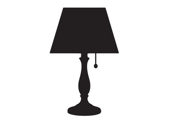 Obraz premium Silhouette of a table lamp logo vector illustration, table lamp logo icon silhouette, table lamp logo, vintage room lamp silhouette illustration, table lamp vector silhouette on white background