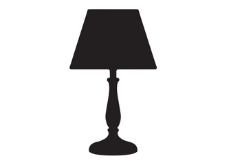 Obraz premium Silhouette of a table lamp logo vector illustration, table lamp logo icon silhouette, table lamp logo, vintage room lamp silhouette illustration, table lamp vector silhouette on white background