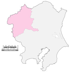 日本地図 関東地方  群馬県 県境無し 03