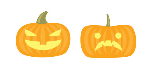 Vector Flat halloween pumpkins collection