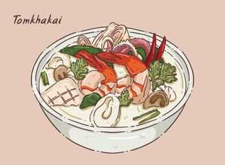 Thai food tomkhakai vector