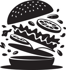 Exploded View of a Delicious Burger with Fresh Ingredients