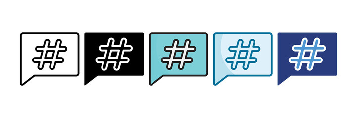 Hashtag Icon Set Multiple Style Collection