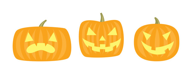 Vector Flat halloween pumpkins collection