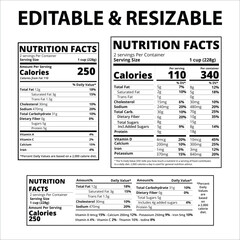 Obraz premium Nutrition Facts, Nutrition Facts Label, Nutrition facts template