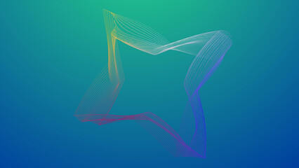 Abstract Star Shape with Gradient Lines on a Teal and Blue Background