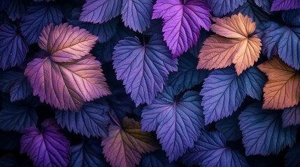 Fototapeta premium Vibrant Purple and Orange Leaves in Nature