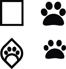 Black silhouettes of national dog day badges with decorative elements and text