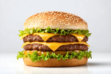 Delicious Double Cheeseburger with Sesame Bun