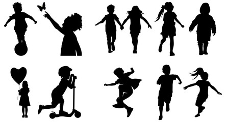Children Silhouette Illustration Set