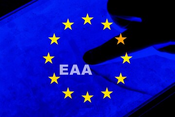 Europe flag with European Accessibility act concept, new regulation on 2025.