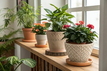 Indoor Plants on a Sunlit Windowsill