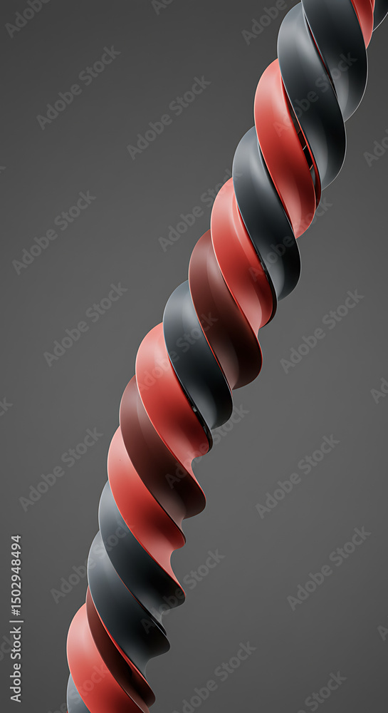 Poster abstract red and black spiral design 3d render modern geometric art swirl pattern