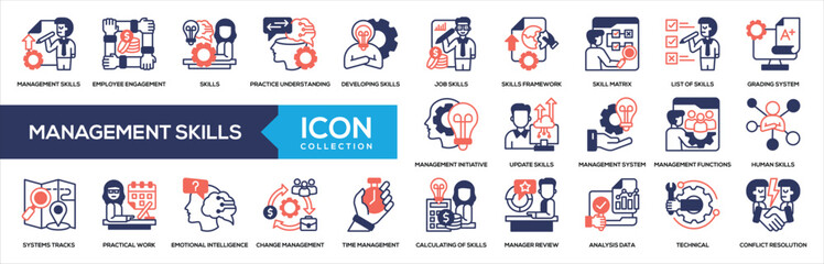 Management Skills Mixed Color Icon Collection