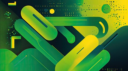 Abstract vibrant green and yellow shapes