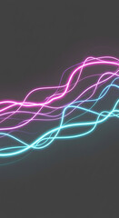 Abstract Neon Wave Background Pink and Cyan Glowing Lines Dynamic Energy Modern Design