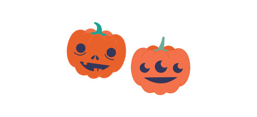 Vector Flat halloween pumpkins collection