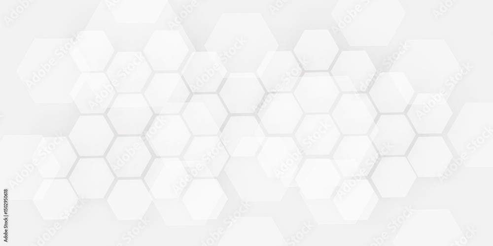 Poster futuristic 3d white light hexagon geometric structure featuring abstract polygonal honeycomb pattern