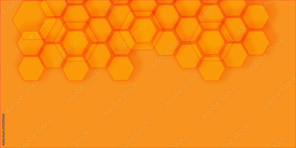 Poster modern abstract background featuring colorful hexagons arranged in a honeycomb pattern, creating a g