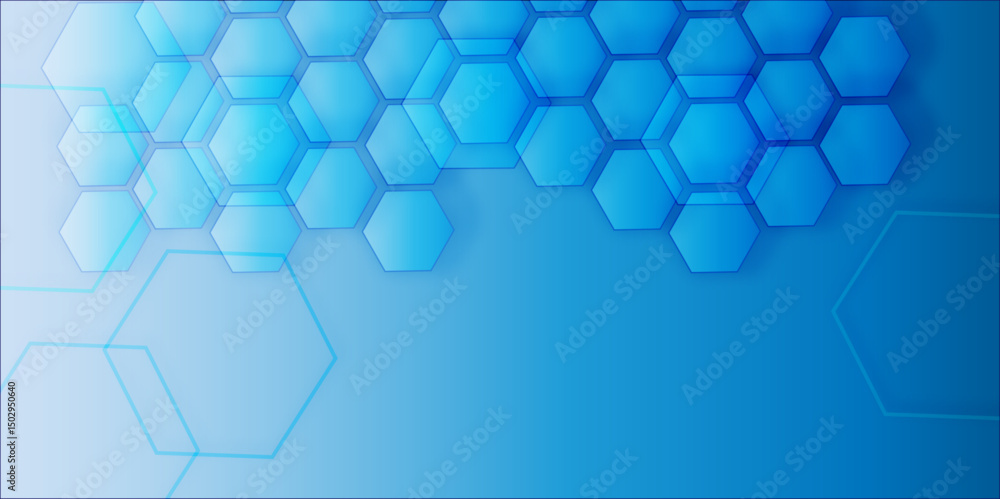 Poster modern abstract background featuring colorful hexagons arranged in a honeycomb pattern, creating a g