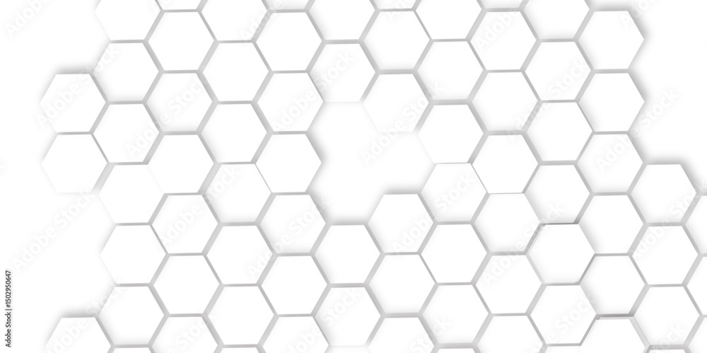 Aufkleber futuristic 3d white light hexagon geometric structure featuring abstract polygonal honeycomb pattern