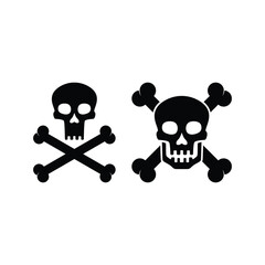 Skull and Cross Bone Vector Icon Silhouette