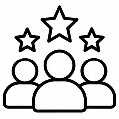 Group with stars high-performing team icon outline icon  and Business Team Building thin line style icon - editable stroke on white background	