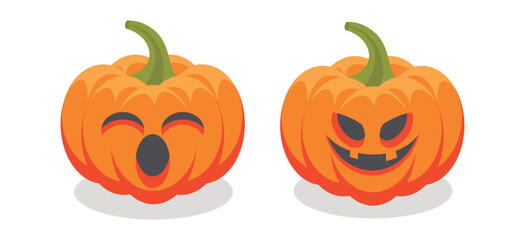 Vector Flat halloween pumpkins collection