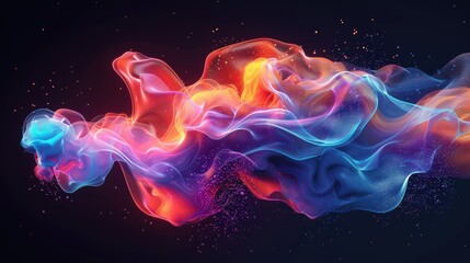 Obraz premium Vibrant, flowing abstract design with colorful particles.