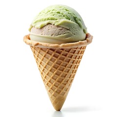 Colorful Ice Cream Cone Isolated on White Background