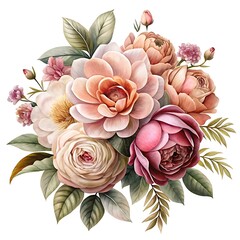 Vintage watercolor floral bouquet illustration