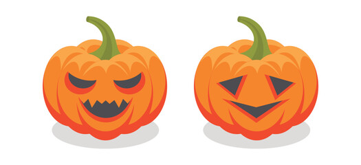 Vector Flat halloween pumpkins collection