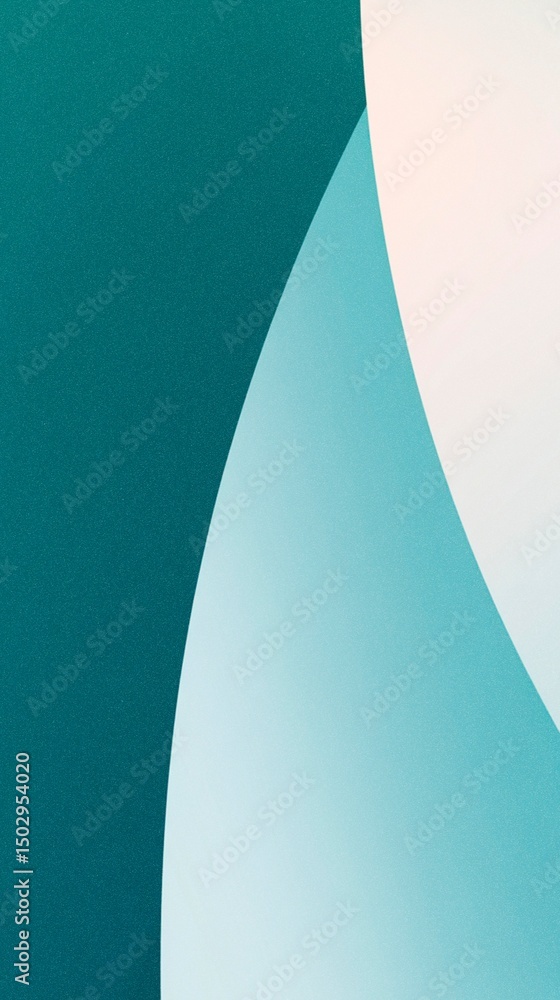 Poster abstract geometric shapes in soft teal and white tones create a modern, minimalist background design